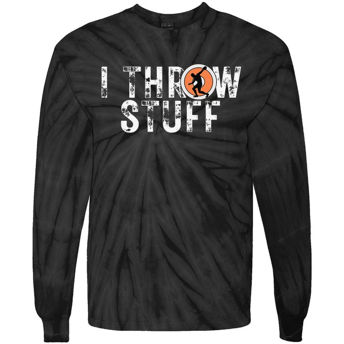 I Throw Stuff Discus Track and Field Athlete Throwers GiftS Tie-Dye Long Sleeve Shirt