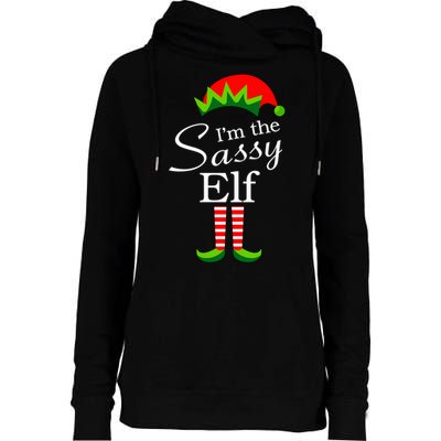 The Sassy Elf Funny Christmas Family Matching Womens Funnel Neck Pullover Hood