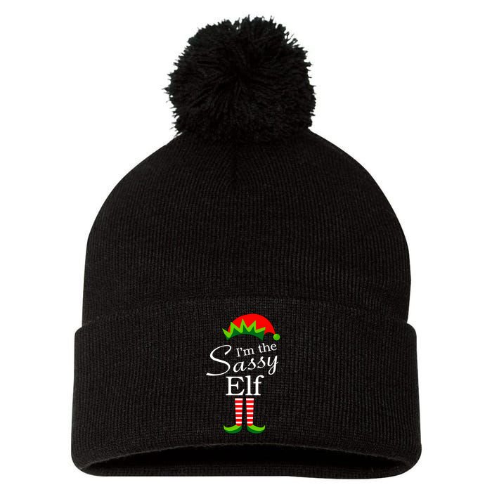 The Sassy Elf Funny Christmas Family Matching Pom Pom 12in Knit Beanie