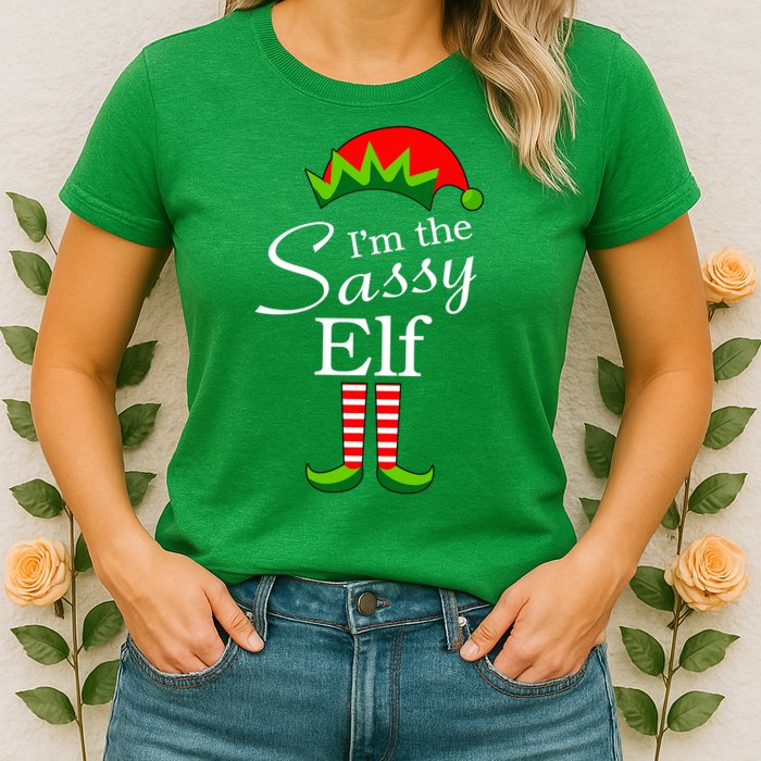 The Sassy Elf Funny Christmas Family Matching Womens T-Shirt