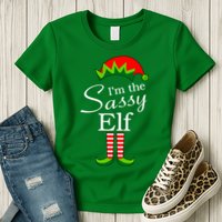 The Sassy Elf Funny Christmas Family Matching Womens T-Shirt