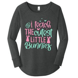 I Teach the Cute Little Bunny Easter Teacher Women's Perfect Tri Tunic Long Sleeve Shirt