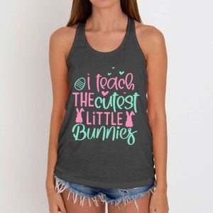 I Teach the Cute Little Bunny Easter Teacher Women's Knotted Racerback Tank