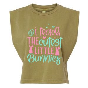 I Teach the Cute Little Bunny Easter Teacher Garment-Dyed Women's Muscle Tee