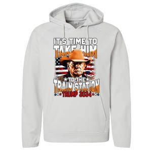 ItS Time To Take.Him To.The Train Station Trump Performance Fleece Hoodie