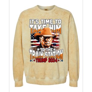 ItS Time To Take.Him To.The Train Station Trump Colorblast Crewneck Sweatshirt