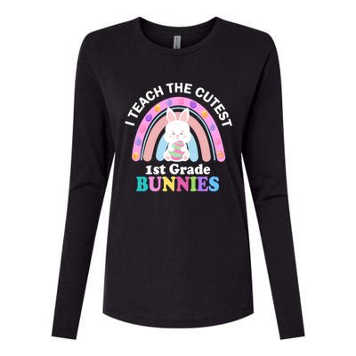 I Teach The Cutest 1st Grade Bunnies Teacher Easter Day Cute Gift Womens Cotton Relaxed Long Sleeve T-Shirt