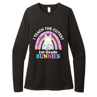 I Teach The Cutest 1st Grade Bunnies Teacher Easter Day Cute Gift Womens CVC Long Sleeve Shirt