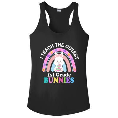 I Teach The Cutest 1st Grade Bunnies Teacher Easter Day Cute Gift Ladies PosiCharge Competitor Racerback Tank