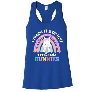 I Teach The Cutest 1st Grade Bunnies Teacher Easter Day Cute Gift Women's Racerback Tank