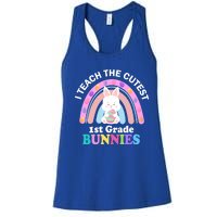 I Teach The Cutest 1st Grade Bunnies Teacher Easter Day Cute Gift Women's Racerback Tank