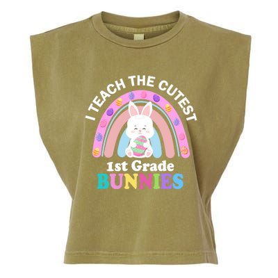 I Teach The Cutest 1st Grade Bunnies Teacher Easter Day Cute Gift Garment-Dyed Women's Muscle Tee