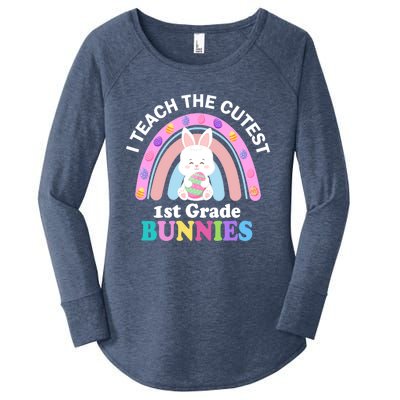 I Teach The Cutest 1st Grade Bunnies Teacher Easter Day Cute Gift Women's Perfect Tri Tunic Long Sleeve Shirt