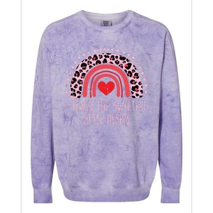 I Teach The Sweetest Hearts Rainbow Teacher Valentines Day Colorblast Crewneck Sweatshirt