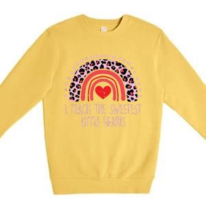 I Teach The Sweetest Hearts Rainbow Teacher Valentines Day Premium Crewneck Sweatshirt