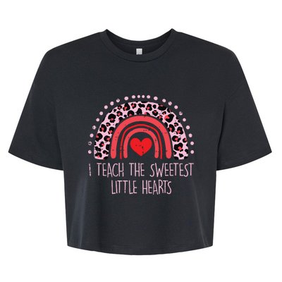 I Teach The Sweetest Hearts Rainbow Teacher Valentines Day Bella+Canvas Jersey Crop Tee