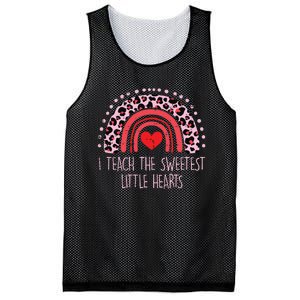 I Teach The Sweetest Hearts Rainbow Teacher Valentines Day Mesh Reversible Basketball Jersey Tank