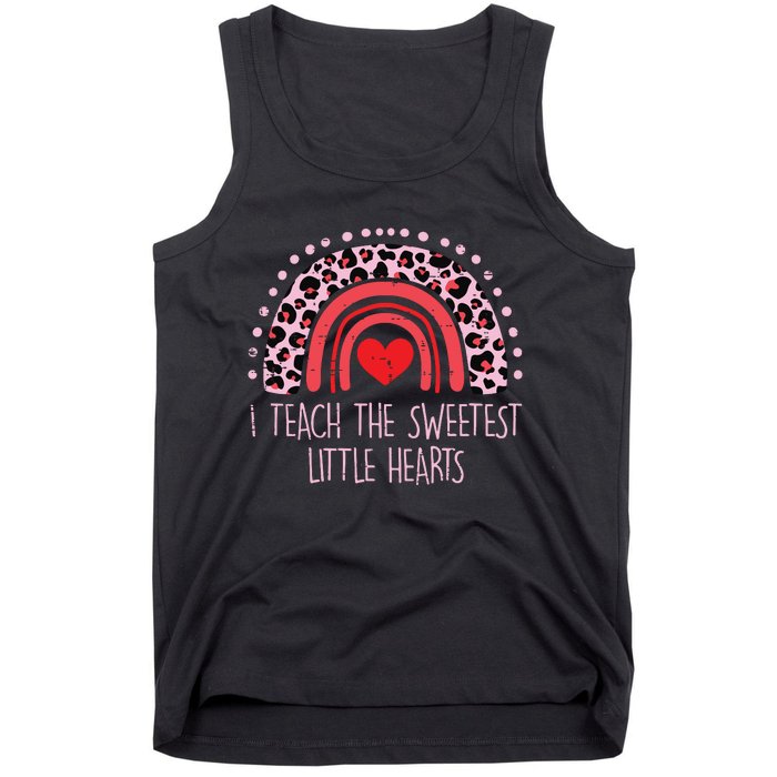 I Teach The Sweetest Hearts Rainbow Teacher Valentines Day Tank Top