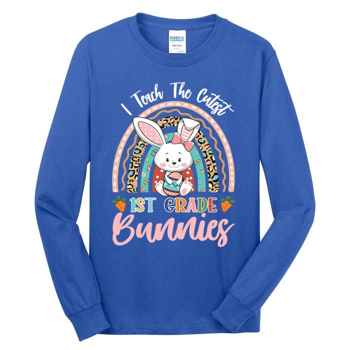 I Teach The Cutest 1st Grade Bunnies Teacher Easter Cool Gift Tall Long Sleeve T-Shirt