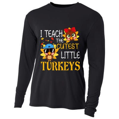 I Teach The Cutest Little Turkeys For Teacher Thanksgiving Cooling Performance Long Sleeve Crew