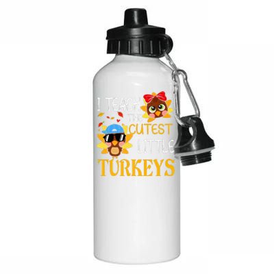 I Teach The Cutest Little Turkeys For Teacher Thanksgiving Aluminum Water Bottle 