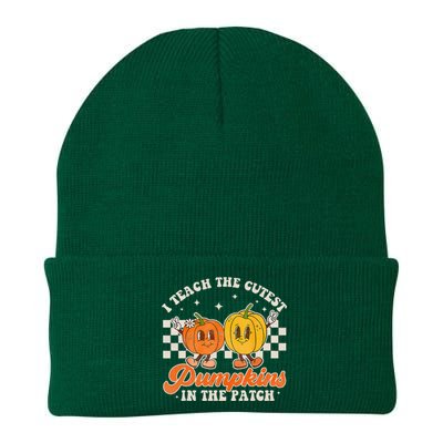 I Teach The Cutest Pumpkins In The Patch Retro Teacher Fall Knit Cap Winter Beanie