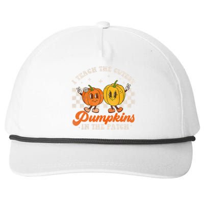 I Teach The Cutest Pumpkins In The Patch Retro Teacher Fall Snapback Five-Panel Rope Hat