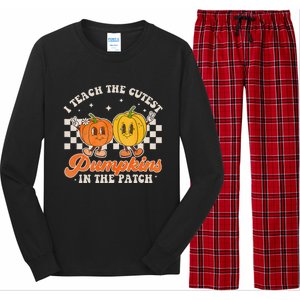 I Teach The Cutest Pumpkins In The Patch Retro Teacher Fall Long Sleeve Pajama Set