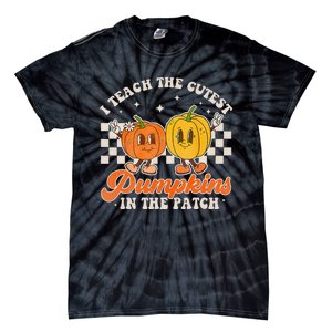 I Teach The Cutest Pumpkins In The Patch Retro Teacher Fall Tie-Dye T-Shirt