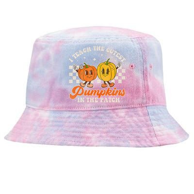 I Teach The Cutest Pumpkins In The Patch Retro Teacher Fall Tie-Dyed Bucket Hat