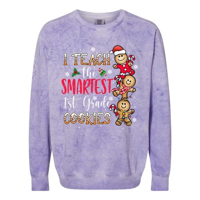 I Teach The Smartest Cookies 1St Grade Teacher Christmas Gift Colorblast Crewneck Sweatshirt