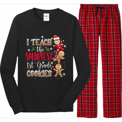 I Teach The Smartest Cookies 1St Grade Teacher Christmas Gift Long Sleeve Pajama Set