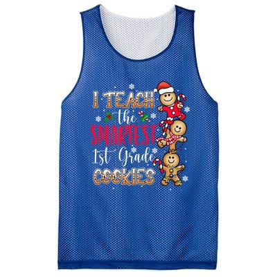 I Teach The Smartest Cookies 1St Grade Teacher Christmas Gift Mesh Reversible Basketball Jersey Tank