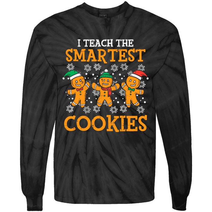 I Teach The Smartest Cookies Teacher Christmas Tie-Dye Long Sleeve Shirt