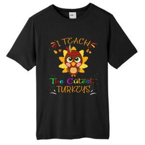 I Teach The Cutest Turkeys Funny Teacher Thanksgiving Tall Fusion ChromaSoft Performance T-Shirt