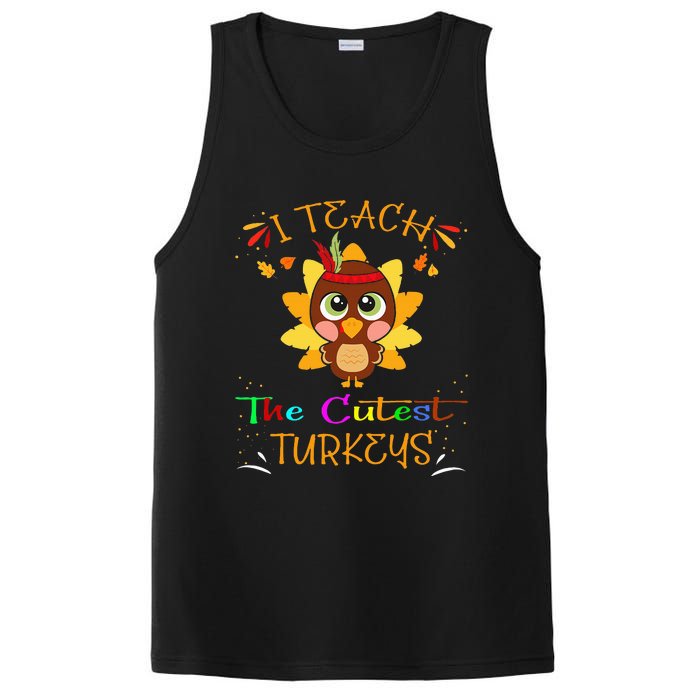 I Teach The Cutest Turkeys Funny Teacher Thanksgiving PosiCharge Competitor Tank