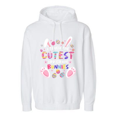 I Teach The Cutest 3rd Grade Bunnies Teacher Easter Day Gift Garment-Dyed Fleece Hoodie