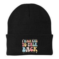 I Teach To Talk Back Groovy Speech Language Pathologist Knit Cap Winter Beanie