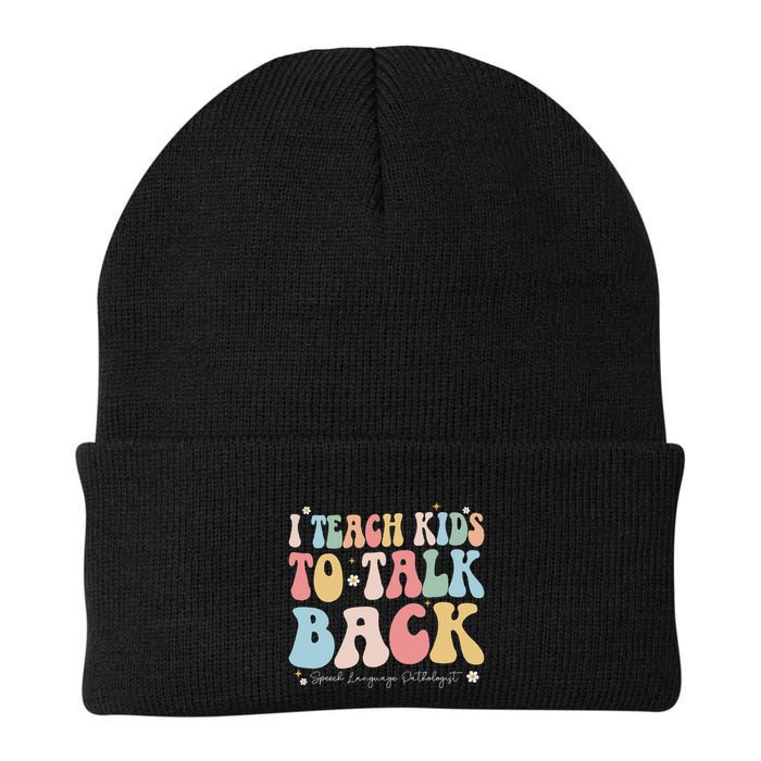 I Teach To Talk Back Groovy Speech Language Pathologist Knit Cap Winter Beanie