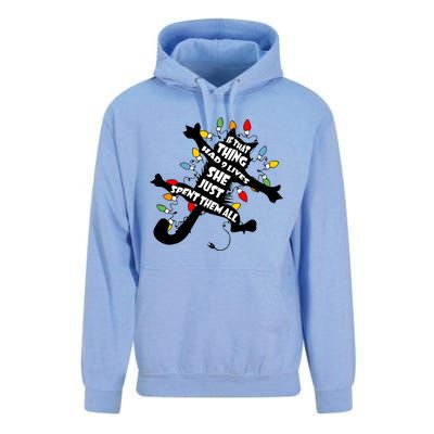 If That Thing Had 9 Ives She Just Spent Them All Funny Cat Christmas Lights Unisex Surf Hoodie