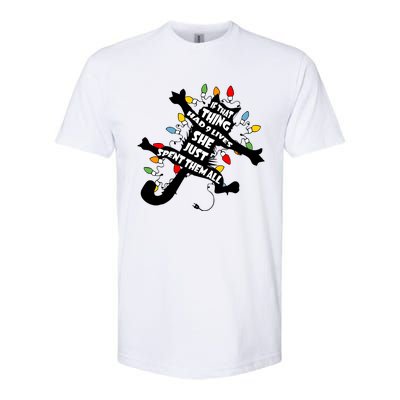 If That Thing Had 9 Ives She Just Spent Them All Funny Cat Christmas Lights Softstyle® CVC T-Shirt