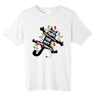 If That Thing Had 9 Ives She Just Spent Them All Funny Cat Christmas Lights Tall Fusion ChromaSoft Performance T-Shirt