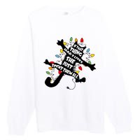 If That Thing Had 9 Ives She Just Spent Them All Funny Cat Christmas Lights Premium Crewneck Sweatshirt