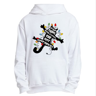 If That Thing Had 9 Ives She Just Spent Them All Funny Cat Christmas Lights Urban Pullover Hoodie