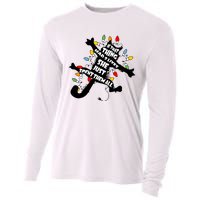 If That Thing Had 9 Ives She Just Spent Them All Funny Cat Christmas Lights Cooling Performance Long Sleeve Crew