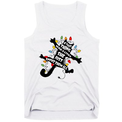 If That Thing Had 9 Ives She Just Spent Them All Funny Cat Christmas Lights Tank Top