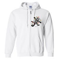 If That Thing Had 9 Ives She Just Spent Them All Funny Cat Christmas Lights Full Zip Hoodie