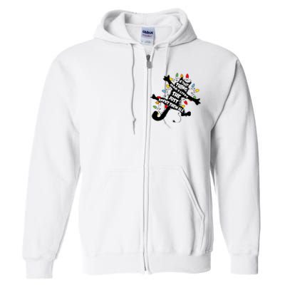 If That Thing Had 9 Ives She Just Spent Them All Funny Cat Christmas Lights Full Zip Hoodie