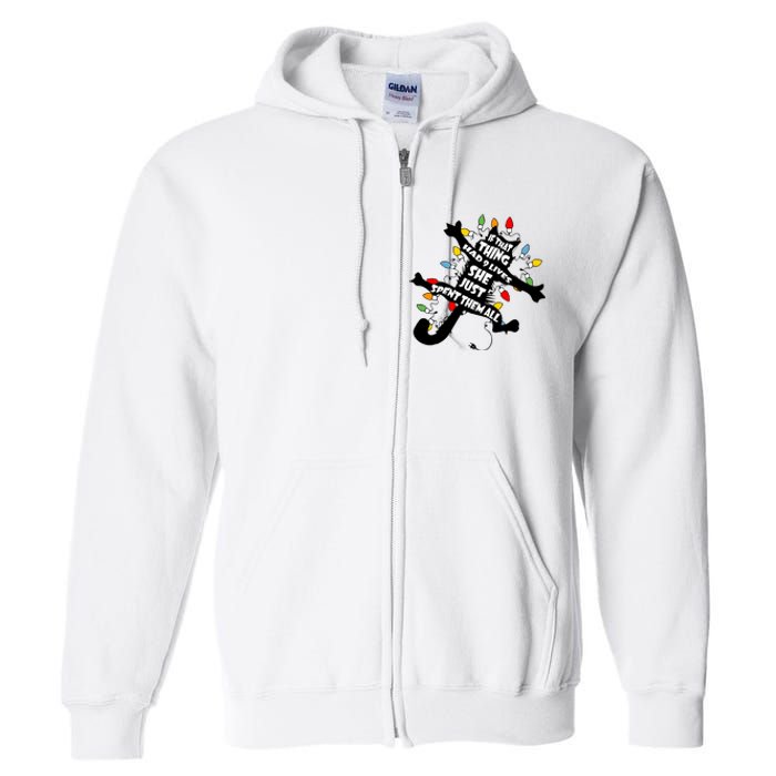 If That Thing Had 9 Ives She Just Spent Them All Funny Cat Christmas Lights Full Zip Hoodie