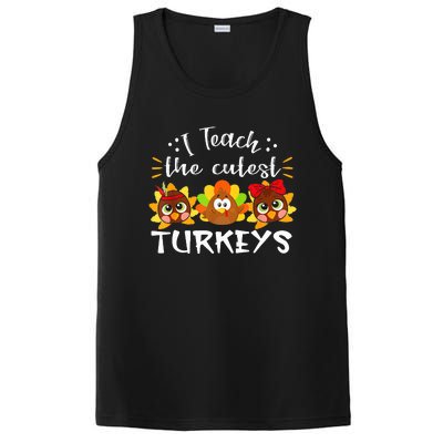 I Teach The Cutest Turkeys Teacher Thanksgiving Fall Season PosiCharge Competitor Tank